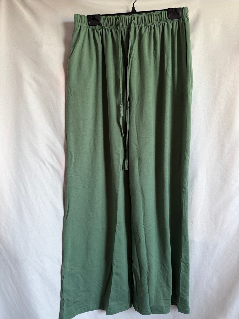 Wide Leg Drawstring Women's Pants in Olive Green